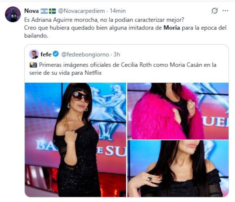 Los memes de las fotos de Cecilia Roth como Moria Casán (Foto: Twitter / X)