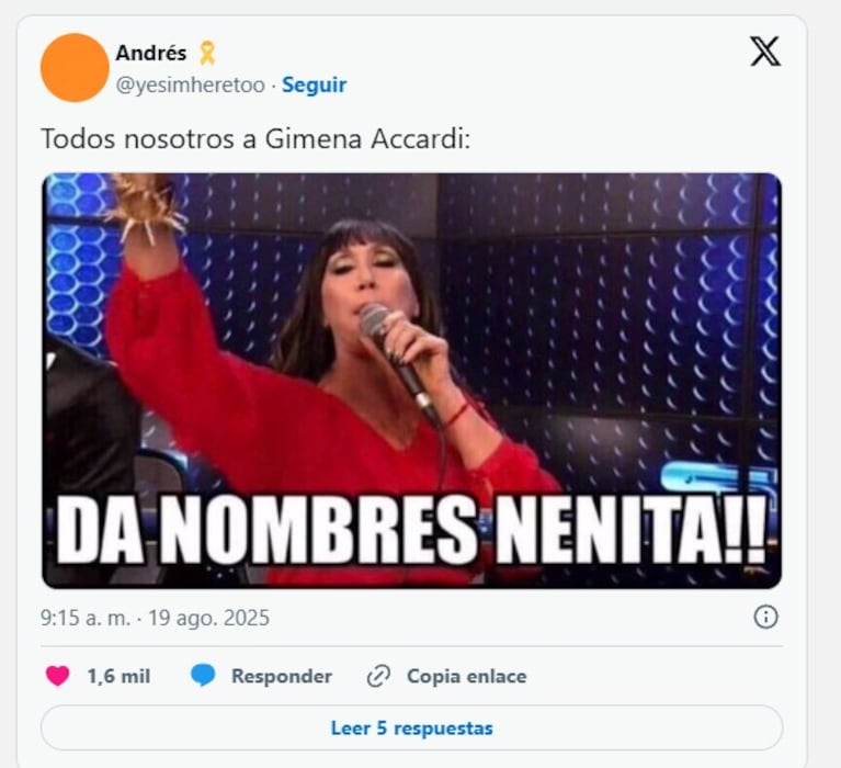 Los memes explotaron tras la confesión de Gimena Accardi sobre su infidelidad a Nicolás Vázquez. Crédito: X