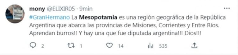 Los memes por el debate de los participantes de Gran Hermano sobre la Mesopotamia argentina