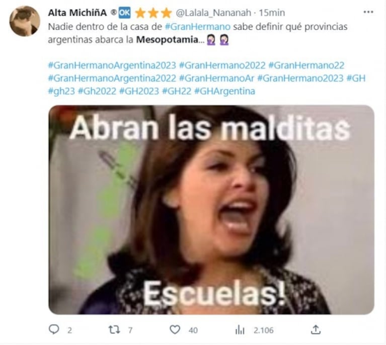 Los memes por el debate de los participantes de Gran Hermano sobre la Mesopotamia argentina