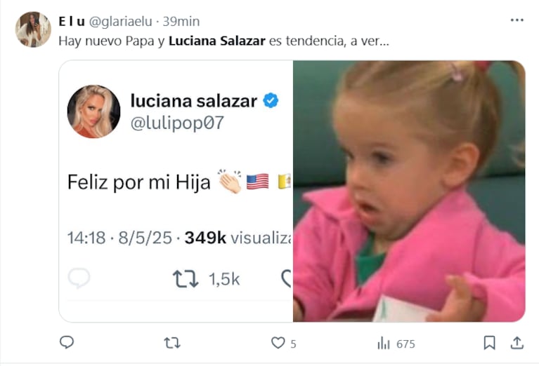 Los memes por el posteo de Luciana Salazar tras la elección del nuevo Papa (Foto: captura de X).