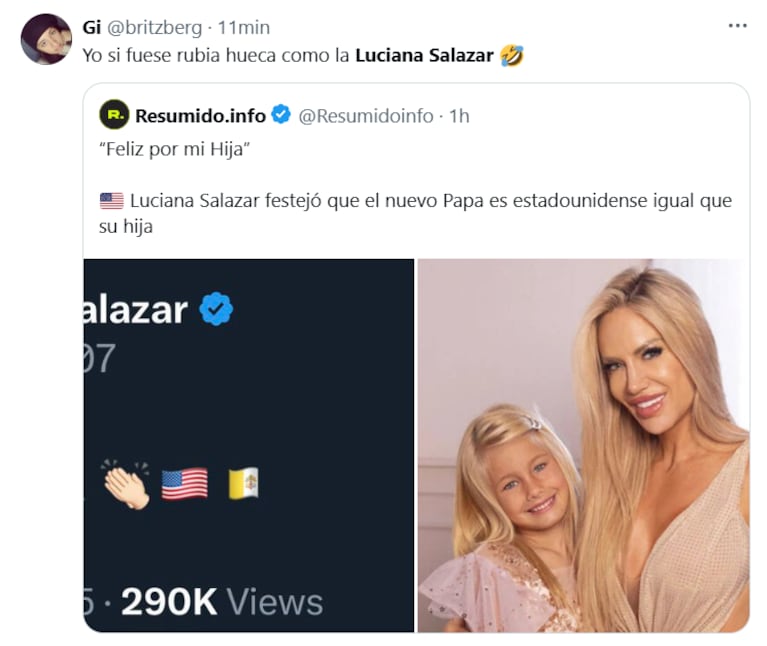 Los memes por el posteo de Luciana Salazar tras la elección del nuevo Papa (Foto: captura de X).