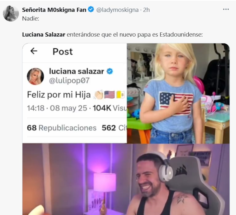 Los memes por el posteo de Luciana Salazar tras la elección del nuevo Papa (Foto: captura de X).