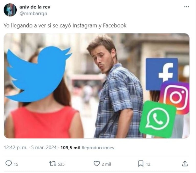 Los memes por la caída de Facebook y Twitter.