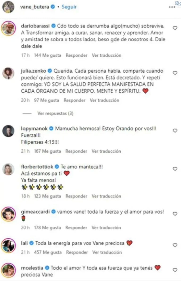 Los mensajes de apoyo de los famosos a Vanesa Butera tras contar que tiene cáncer de útero