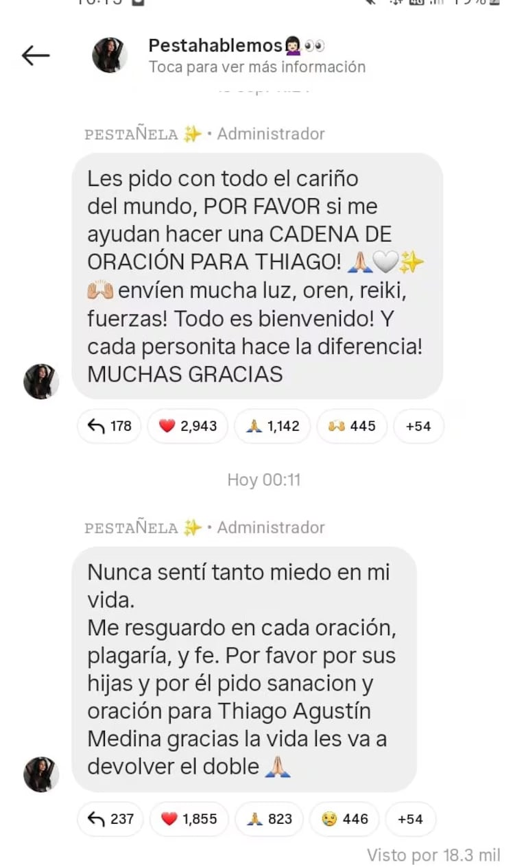 Los mensajes de Daniela Celis en su canal de Instagramde