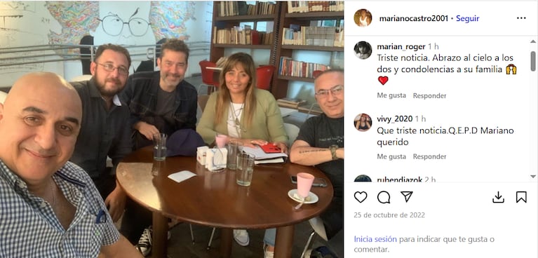 Los mensajes de despedida a Mariano Castro (Foto: captura de Instagram/@marianocastro2001).