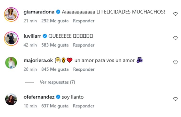Los mensajes de los famosos al anuncio de casamiento de Lali y Pedro
