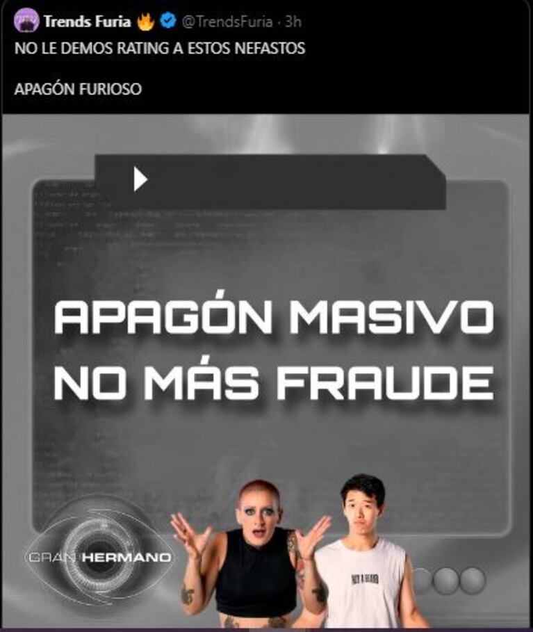 Los mensajes en Twitter sobre el desdoblamiento de la gala de eliminación de Gran Hermano (Foto: Twitter