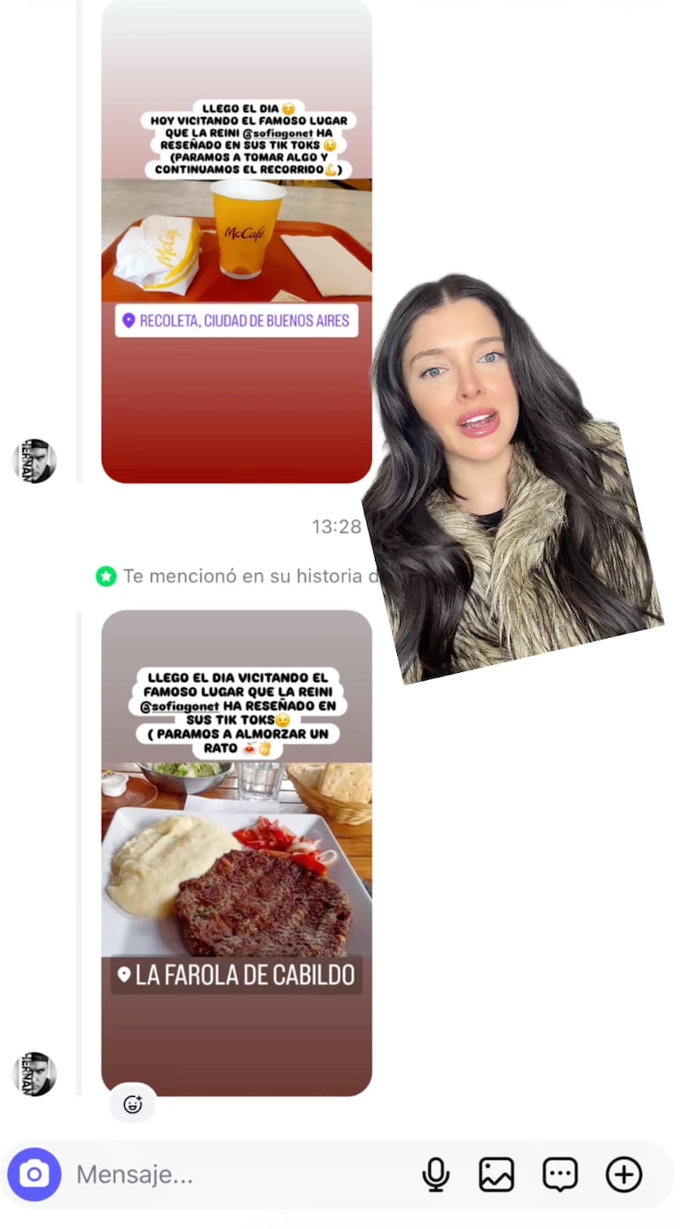 Los mensajes que le envía el acosador a Sofía Gonet (Captura: TikTok)