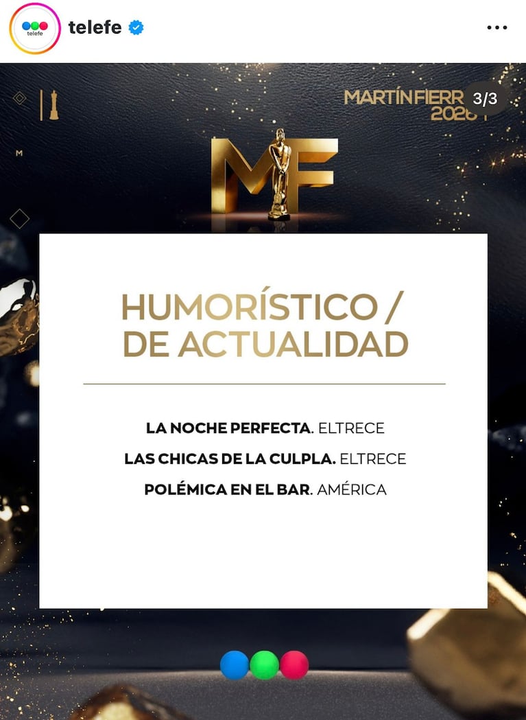 Los nominados a los Martín Fierro de TV 2026 (Foto: Instagram/@telefe).
