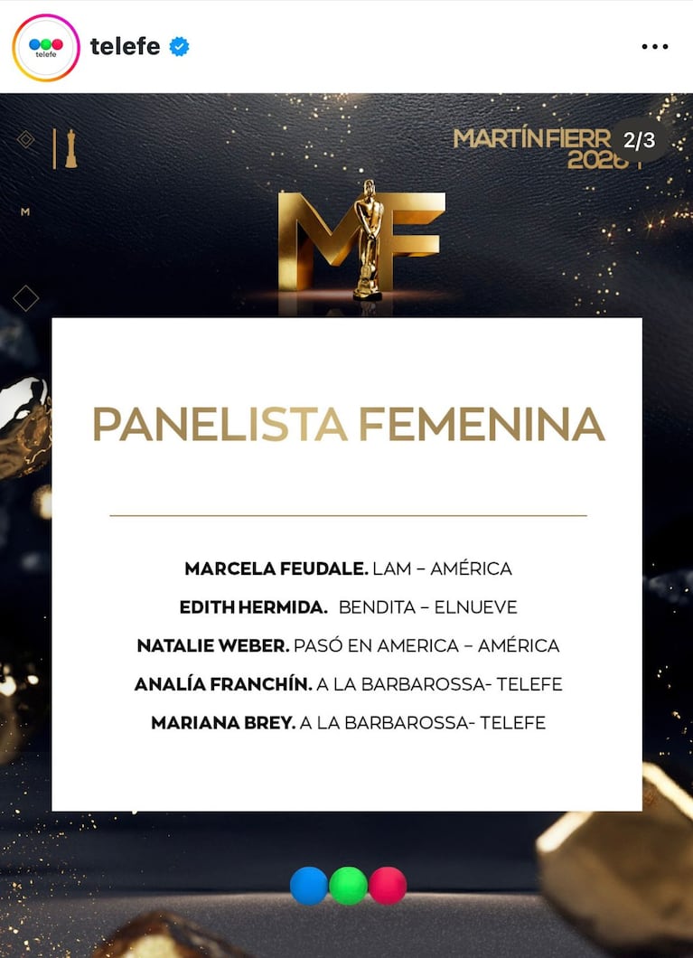 Los nominados a los Martín Fierro de TV 2026 (Foto: Instagram/@telefe).
