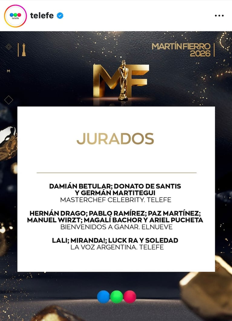 Los nominados a los Martín Fierro de TV 2026 (Foto: Instagram/@telefe).