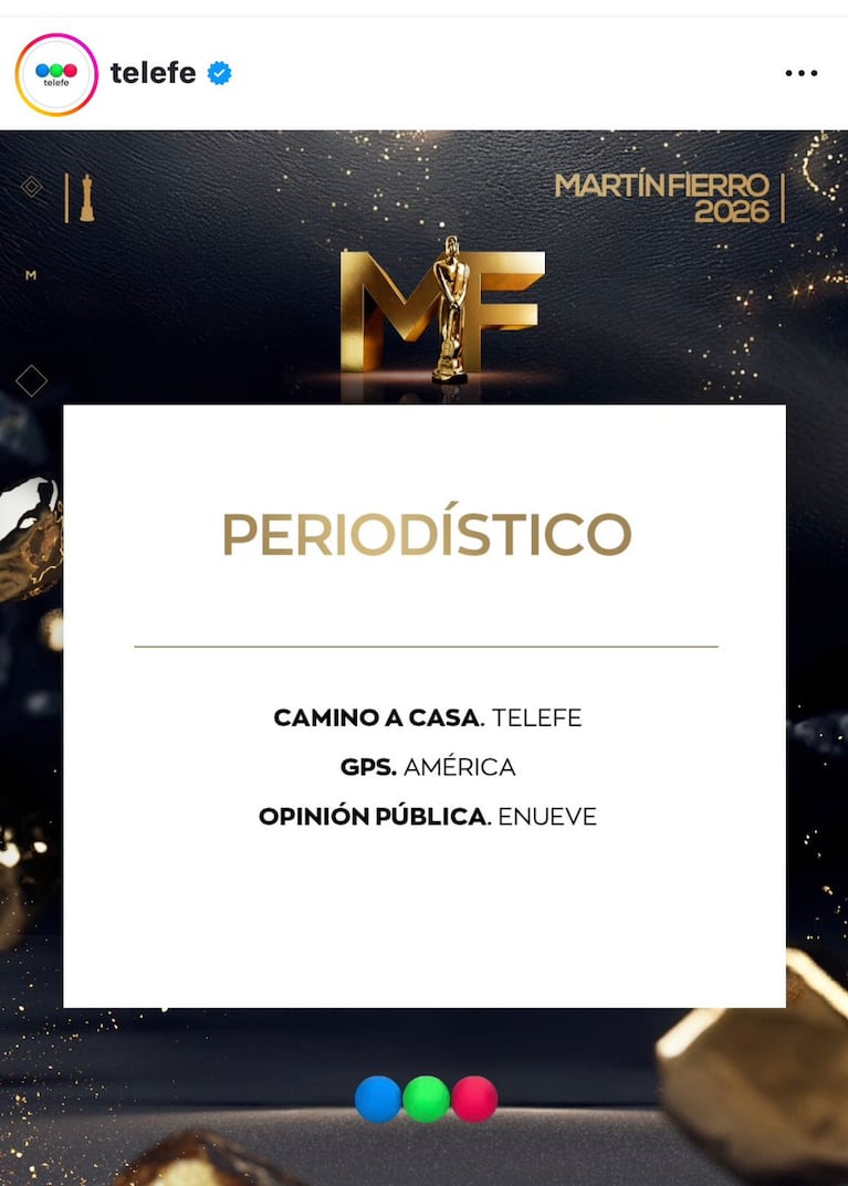 Los nominados a los Martín Fierro de TV 2026 (Foto: Instagram/@telefe).