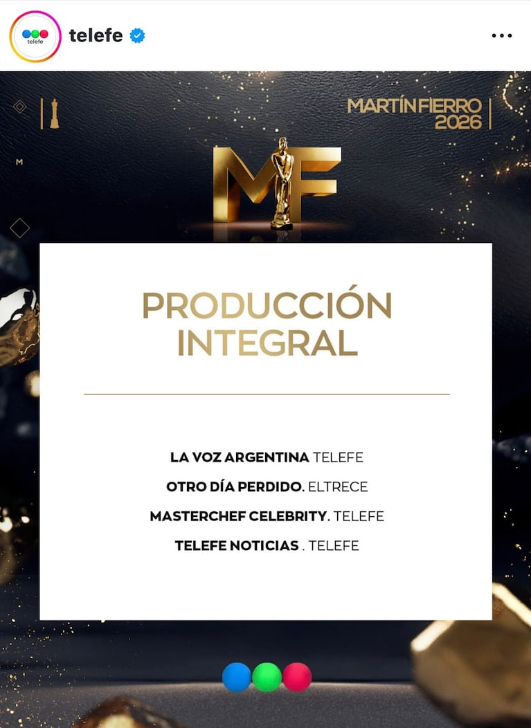 Los nominados a los Martín Fierro de TV 2026 (Foto: Instagram/@telefe).