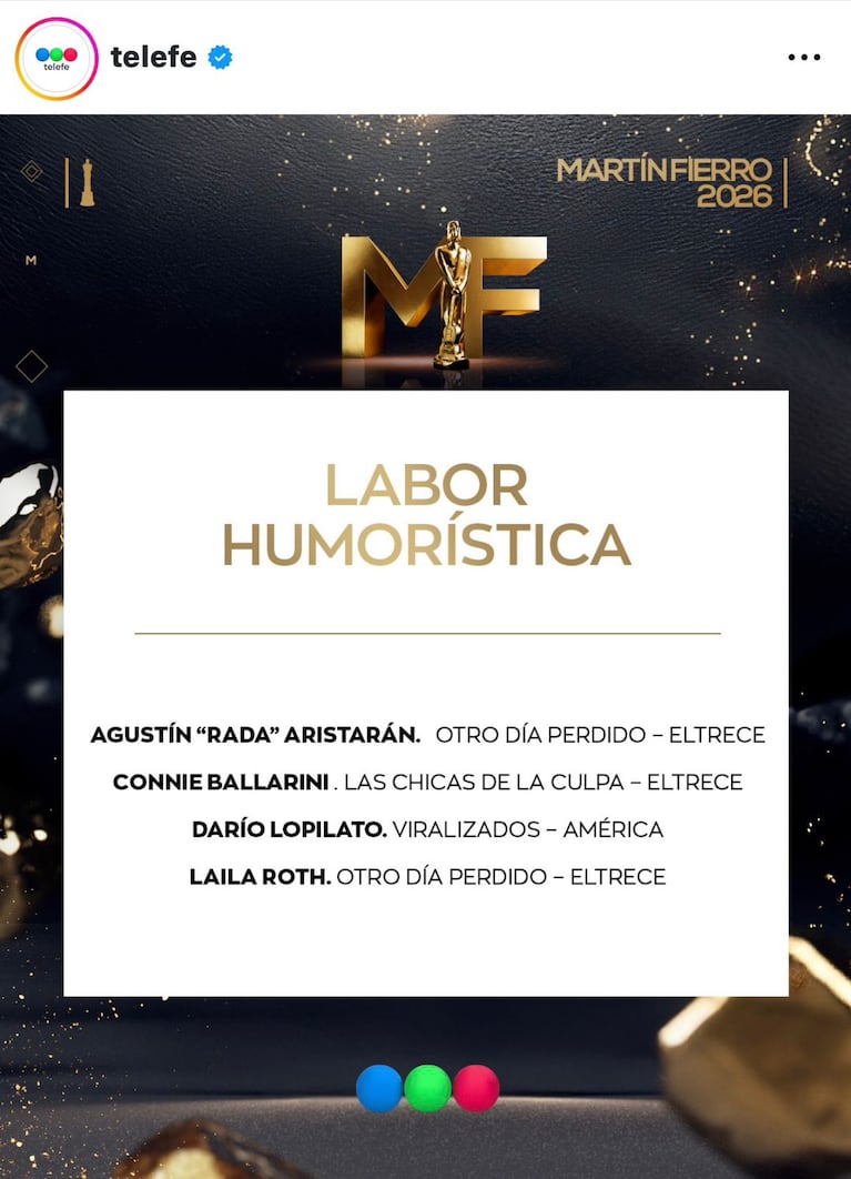 Los nominados a los Martín Fierro de TV 2026 (Foto: Instagram/@telefe).
