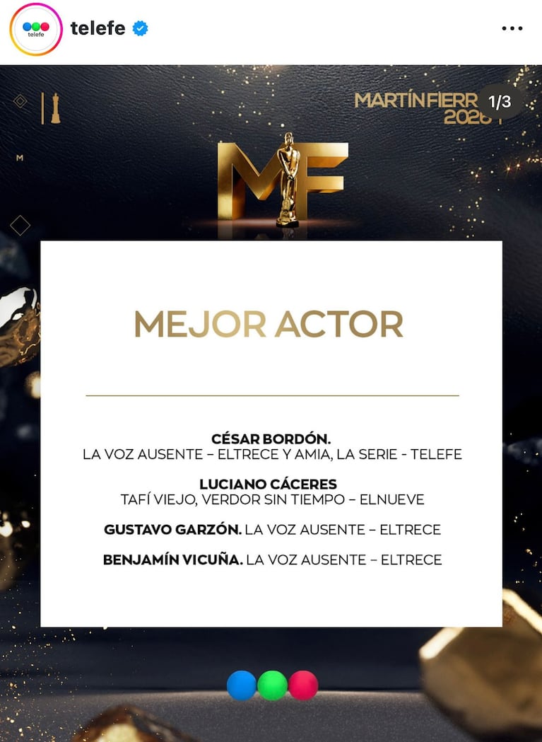 Los nominados a los Martín Fierro de TV 2026 (Foto: Instagram/@telefe).