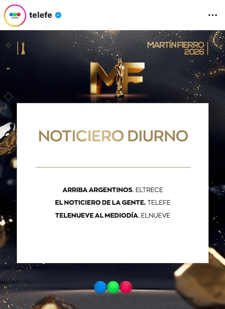 Los nominados a los Martín Fierro de TV 2026 (Foto: Instagram/@telefe).