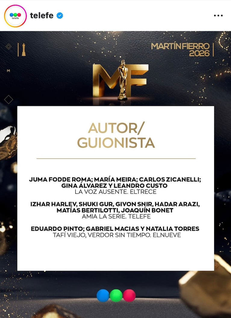 Los nominados a los Martín Fierro de TV 2026 (Foto: Instagram/@telefe).
