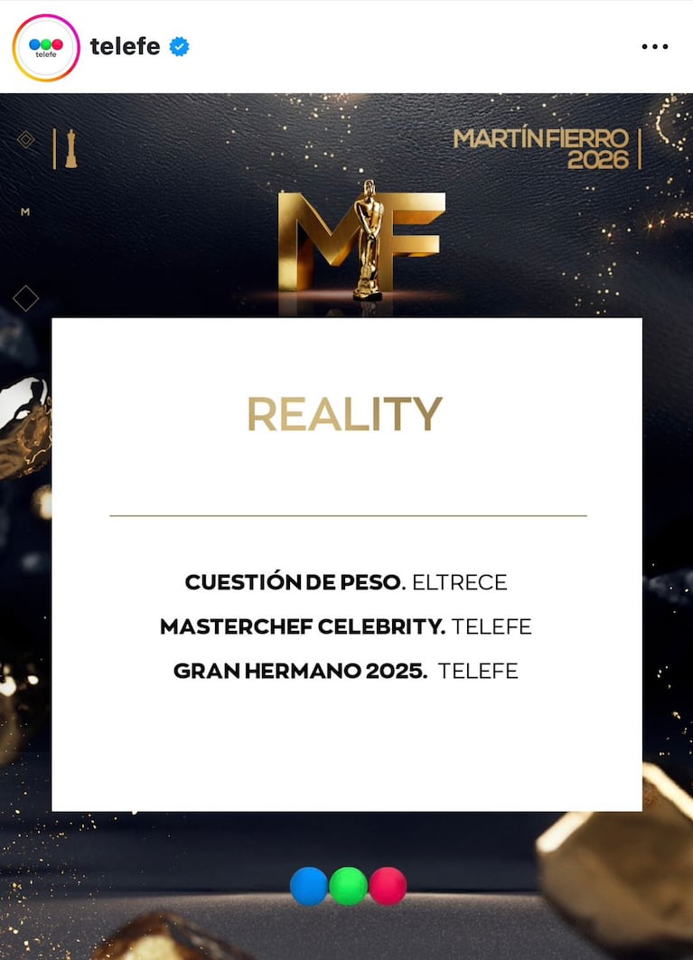 Los nominados a los Martín Fierro de TV 2026 (Foto: Instagram/@telefe).