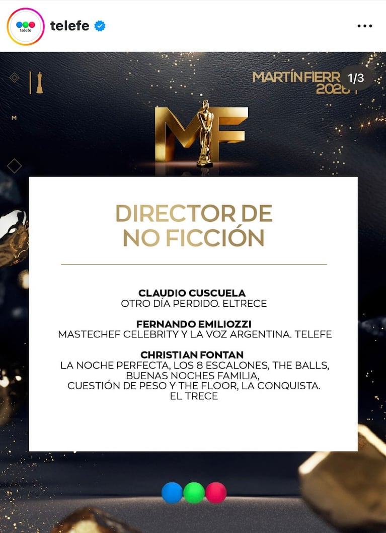 Los nominados a los Martín Fierro de TV 2026 (Foto: Instagram/@telefe).