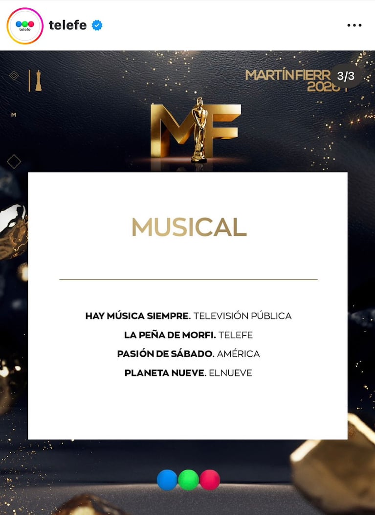 Los nominados a los Martín Fierro de TV 2026 (Foto: Instagram/@telefe).
