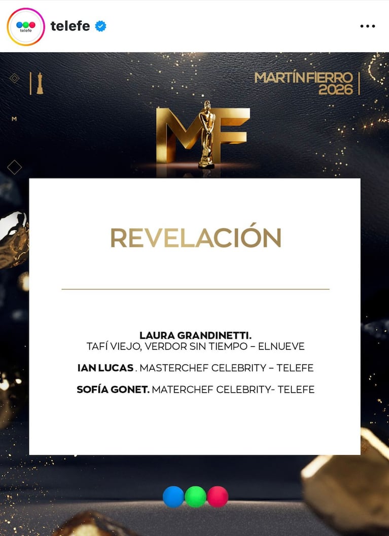 Los nominados a los Martín Fierro de TV 2026 (Foto: Instagram/@telefe).