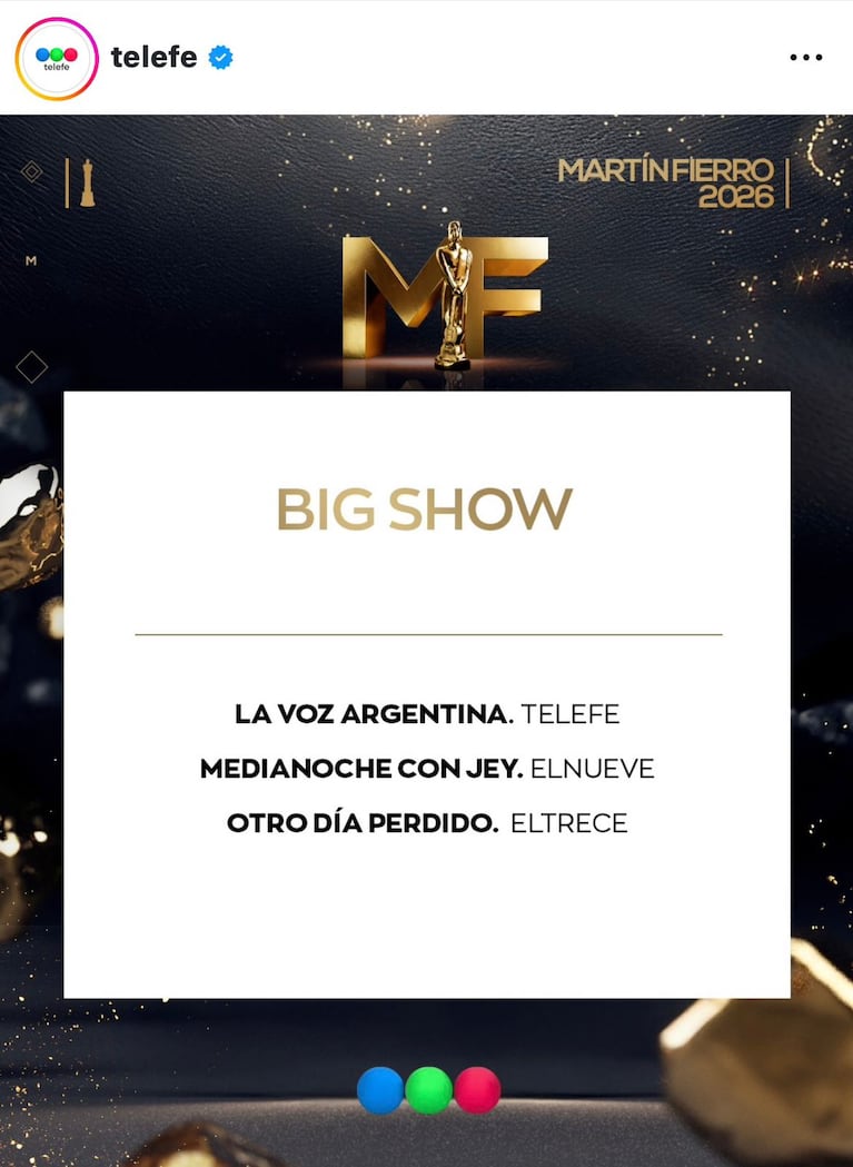 Los nominados a los Martín Fierro de TV 2026 (Foto: Instagram/@telefe).