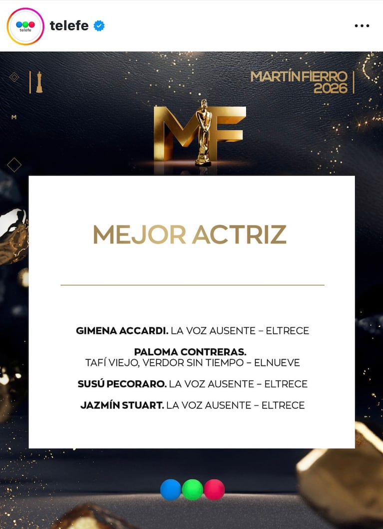 Los nominados a los Martín Fierro de TV 2026 (Foto: Instagram/@telefe).