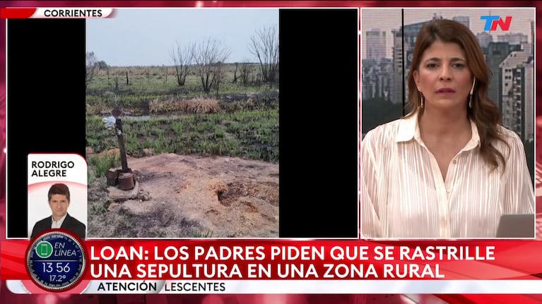 Los papás de Loan Danilo Peña piden excavar el costado de un camino rural.
