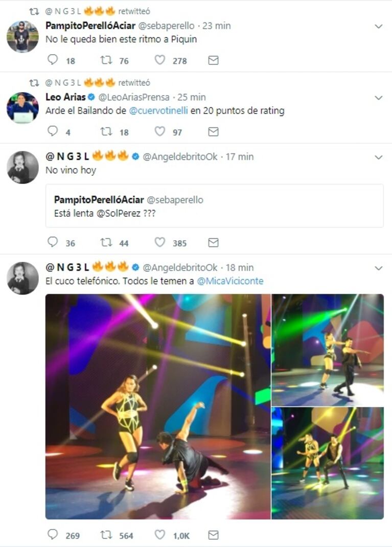 Los picantes retweets de Ángel de Brito en pleno duelo de pop latino en ShowMatch