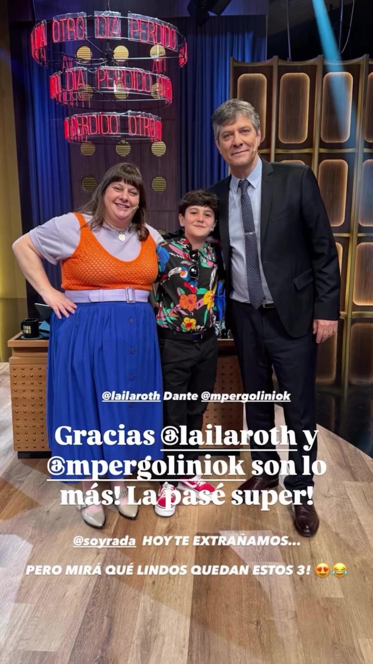 Los posteos de Dante Barbera tras su paso por Otro Día Perdido junto a Mario Pergolini y Laila Roth (Foto: captura Instagram @dante.barbera)