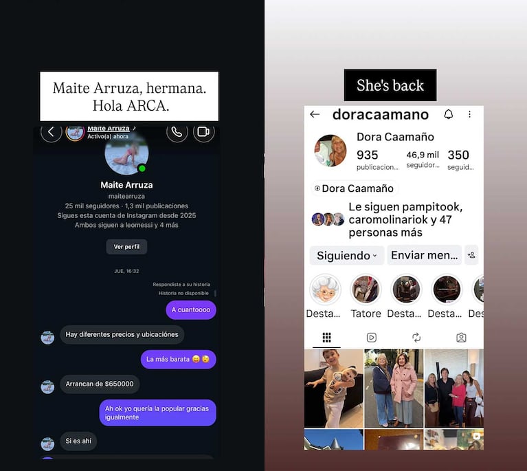 Los posteos de Fernanda Iglesias sobre la reventa de entradas de la familia de Yanina Latorre (Foto: Instagram @feriglesias)