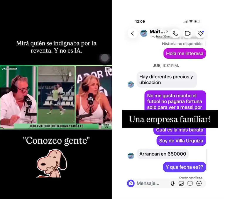 Los posteos de Fernanda Iglesias sobre la reventa de entradas de la familia de Yanina Latorre (Foto: Instagram @feriglesias)