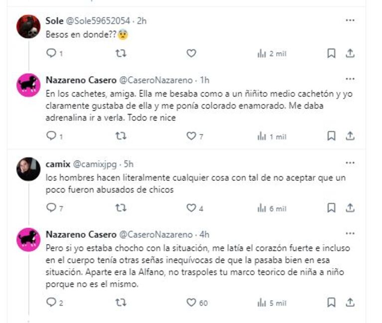 Los posteos de Nazareno Casero sobre Graciela Alfano en Twitter (Foto: Twitter / X @CaseroNazareno)