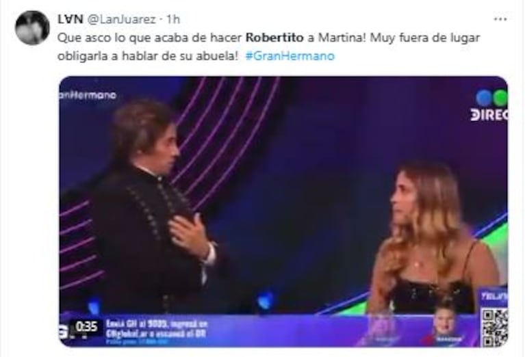 Los posteos de Twitter / X tras el escándalo entre Roberto Funes Ugarte y Martina de Gran Hermano (Foto: captura X)