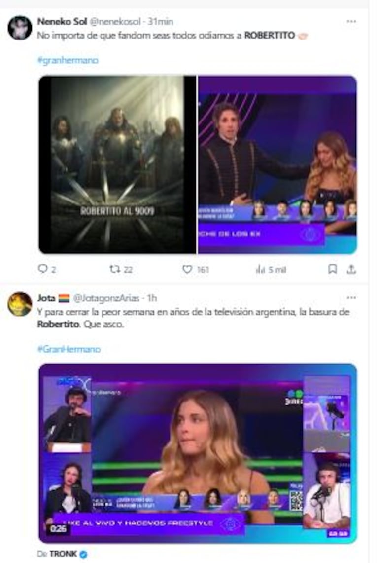 Los posteos de Twitter / X tras el escándalo entre Roberto Funes Ugarte y Martina de Gran Hermano (Foto: captura X)
