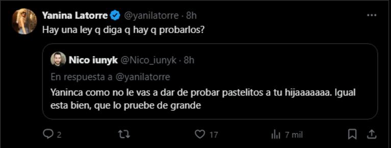 Los posteos de Yanina Latorre para defender a Lola Latorre.