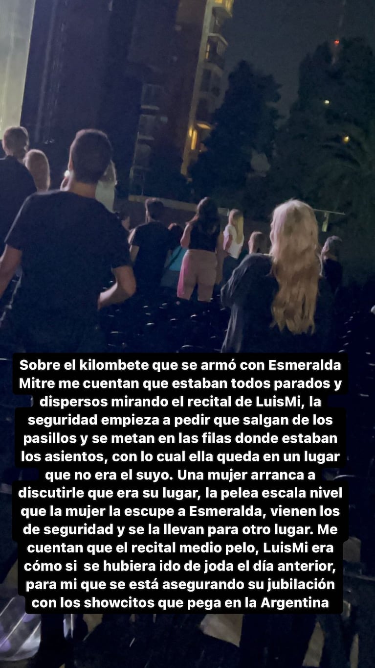 Los posteos sobre el escándalo de Esmeralda Mitre en el show de Luis Miguel  (Foto: Instagram @gossipeame)