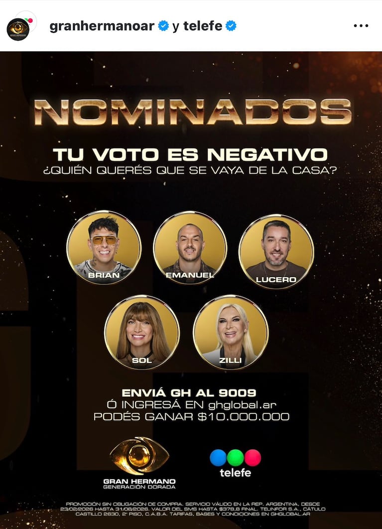 Los primeros nominados de Gran Hermano 2026 (Foto: Instragram/@granhermanoar).