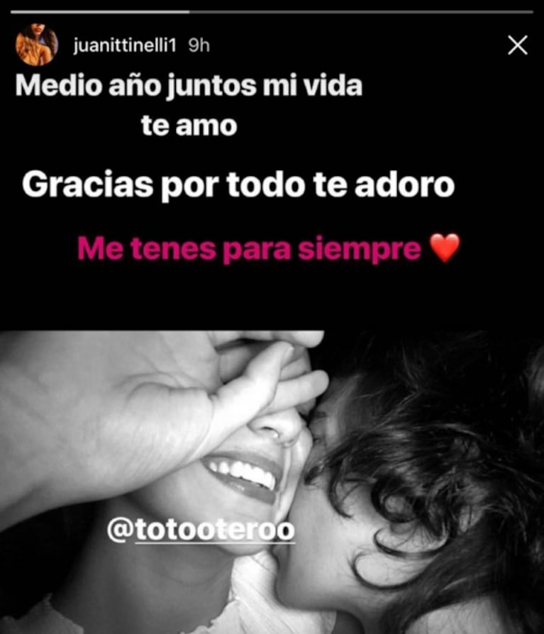 Los románticos posteos de Juanita Tinelli y Tomás Otero por sus seis meses de amor: "Me tenés para siempre"