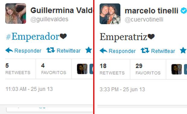 Los románticos tweets de Guillermina Valdés y Marcelo Tinelli.