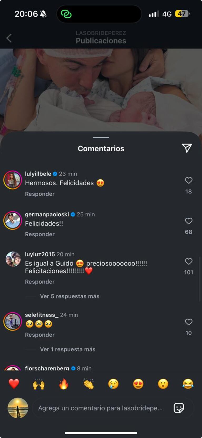 Los saludos de los famosos a Sol Pérez. Captura Instagram