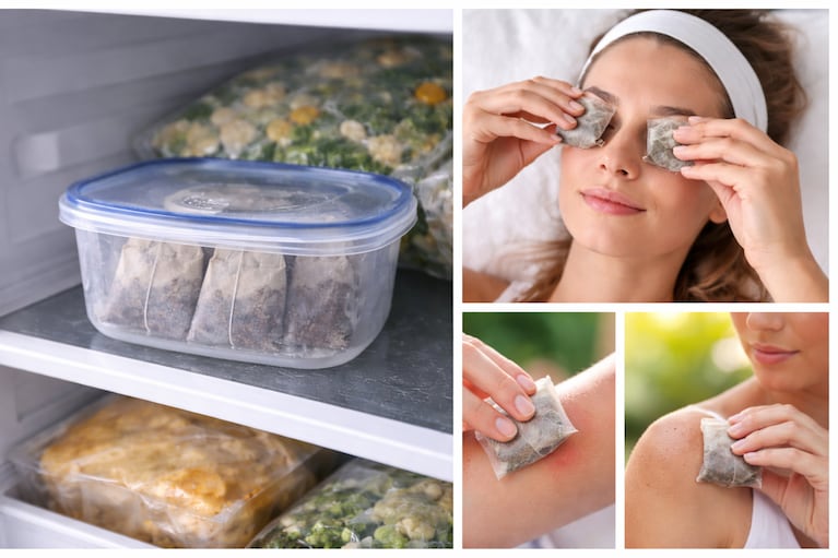 Los saquitos de té fríos sirven para reducir algunas hinchazones de la piel. Foto: (imagen creada con IA)