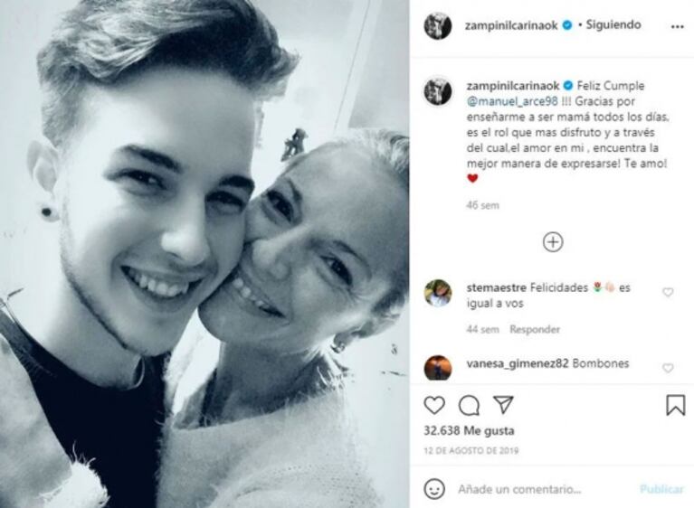 Los seguidores de Carina Zampini sorprendidos por el parecido de su hijo Manuel: "Son dos gotas de agua"