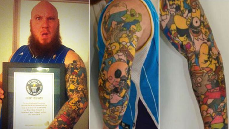 Los Simpson: de chico su padre no lo dejaba ver la serie, ahora se hizo un tatoo y se convirtió en récord Guiness. (Foto: Web)