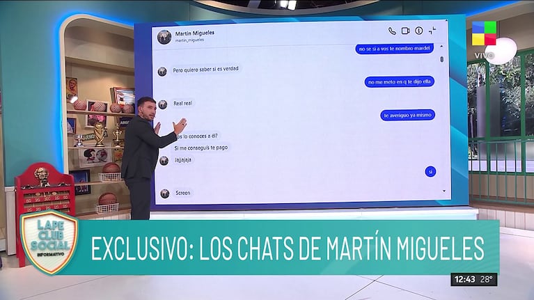 Los supuestos chats de Martín Migueles con una fan para investigar a Wanda Nara y L-Gante (Foto: captura de América).