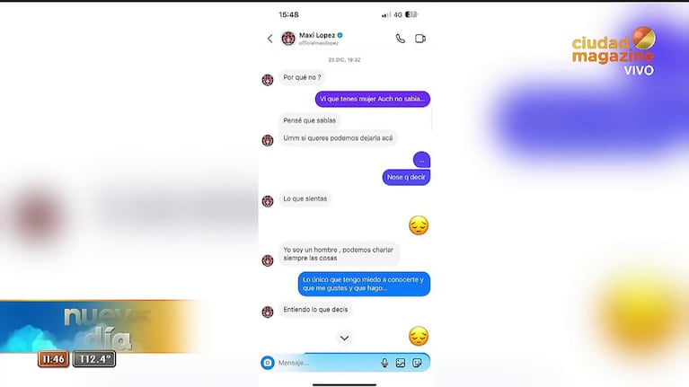 Los supuestos chats de Maxi Lopez con una amante (Foto: captura de Ciudad Magazine).
