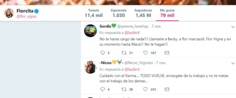 Los tremendos "me gusta" de Flor Vigna contra Laurita Fernández: "No te hacés cargo de nada; todo vuelve"