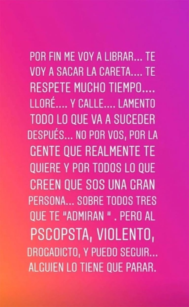 Los tremendos posteos en el Instagram de Sabrina Rojas, que ella luego denunció como producto de un hackeo